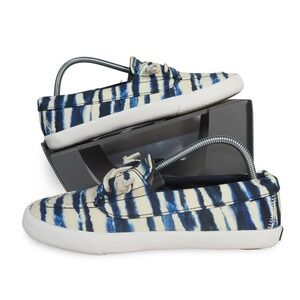 Sperry Lounge Away 2 Sneakers Women 7 Blue White Tie-Dye‎ Canvas Shoes STS87245